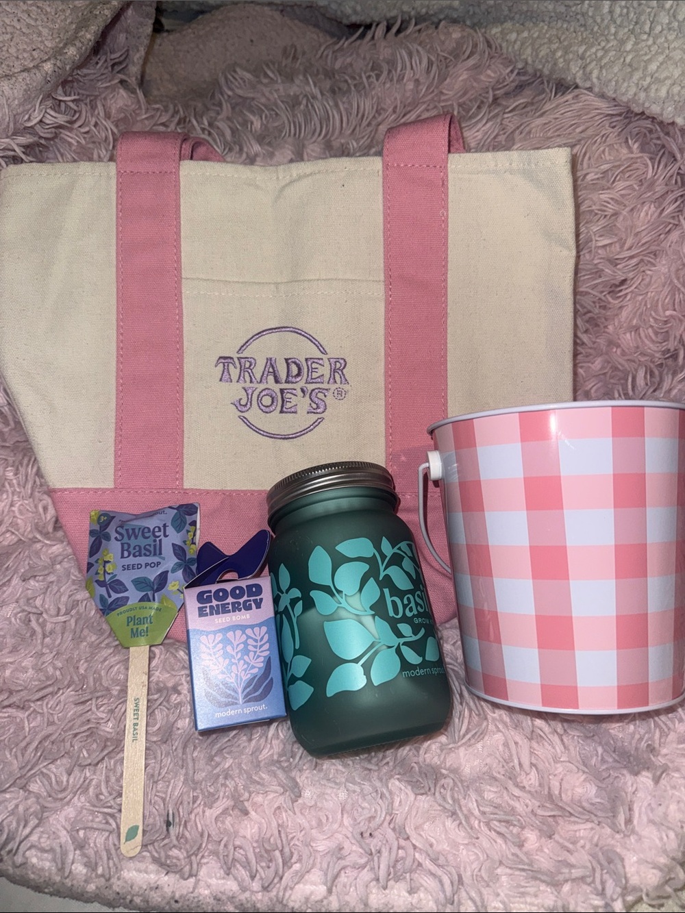 Trader Joe’s tote bag Modern sprout Basil Grow Kit bundle
